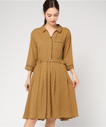 REDYAZEL | ドットパイピング７分袖シャツワンピース(シャツワンピース)