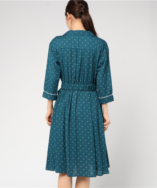 REDYAZEL（レディアゼル）の「ドットパイピング７分袖シャツワンピース（シャツワンピース・レディース・ブラウン系その他/グリーン系その他/ブルー系その他/ベージュ系その他・FREE）」の6枚目の写真