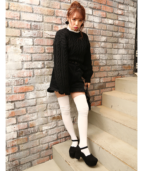 one after another NICE CLAUP(ワンアフターアナザーナイスクラップ)の「ぎゅっとケーブルニット(ニット/セーター・レディース・ブラック/ベージュ/アイボリー/ブラウン系その他・FREE)」の14枚目の写真