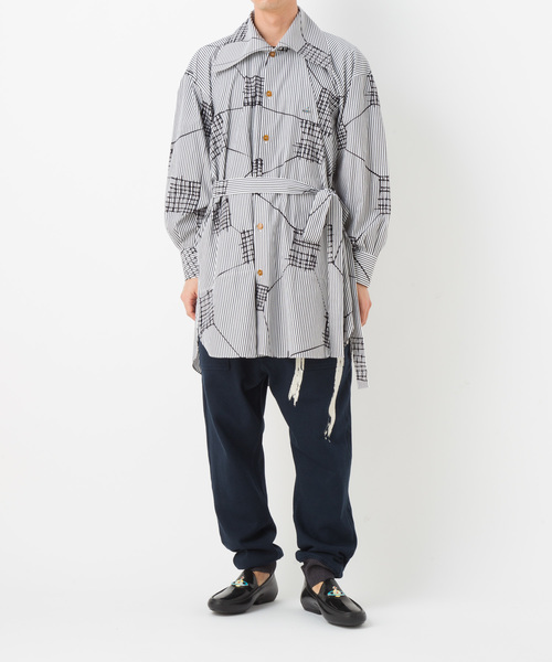 Vivienne Westwood シャツ 7分丈 メンズ ブルー スリム 青 Vivienne Westwood Men's Blue Long Sleeve Shirt size 52 / 42