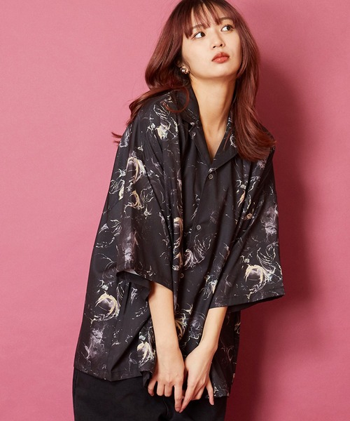セール】ビッグシルエット総柄開襟アロハシャツ（シャツ/ブラウス