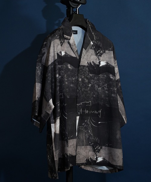 新品 アヴィレックス ゴルフ サマーガール総柄 ストレッチ アロハシャツ L 紺 セール】ビッグシルエット総柄開襟アロハシャツ（シャツ