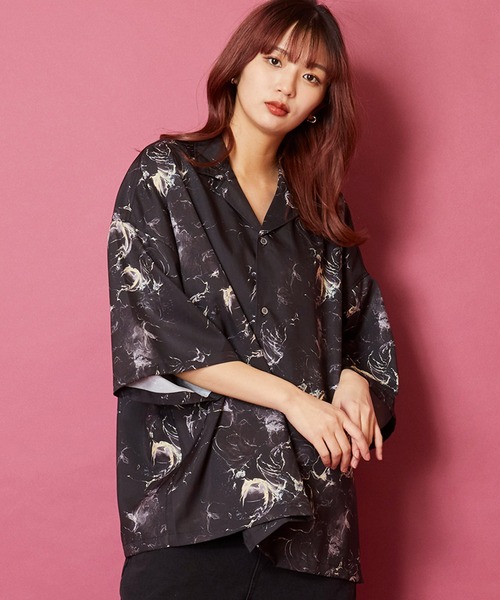 セール】ビッグシルエット総柄開襟アロハシャツ（シャツ