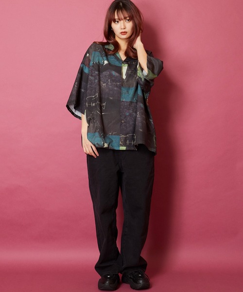 セール】ビッグシルエット総柄開襟アロハシャツ（シャツ