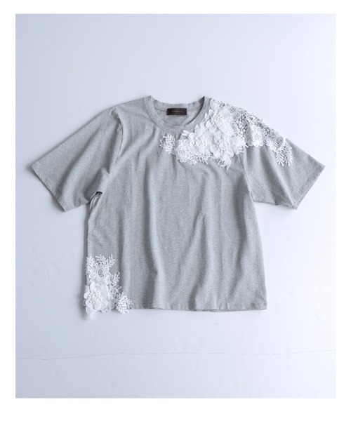 cawaii(カワイイ)の「可憐な白花レーストップス(Tシャツ/カットソー・レディース・グレー/ブラック・M/XL)」の22枚目の写真