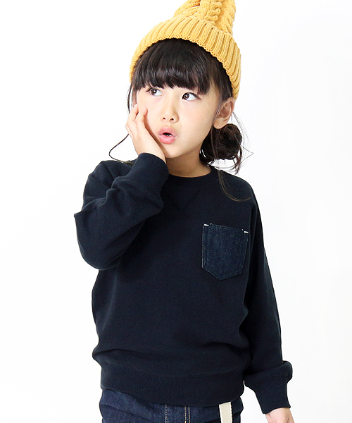 devirock（デビロック）の「ポケット付長袖スウェットトレーナー（スウェット・キッズ・グリーン系その他/ネイビー/マスタード/杢グレー/パープル系その他/スモークピンク/モカ/ブラック/カーキ/ラベンダー・150cm/160cm/100cm/110cm/120cm/140cm/130cm）」の7枚目の写真