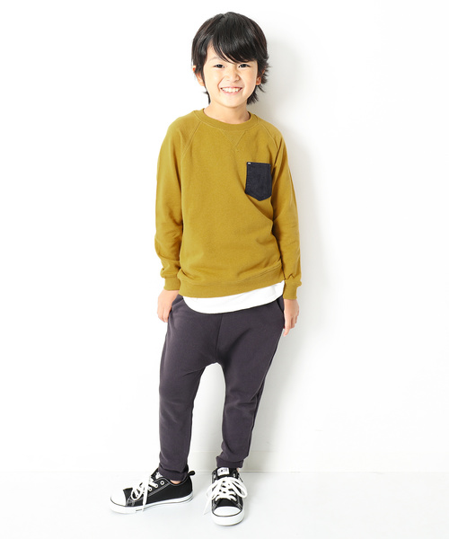 devirock（デビロック）の「ポケット付長袖スウェットトレーナー（スウェット・キッズ・グリーン系その他/ネイビー/マスタード/杢グレー/パープル系その他/スモークピンク/モカ/ブラック/カーキ/ラベンダー・150cm/160cm/100cm/110cm/120cm/140cm/130cm）」の19枚目の写真
