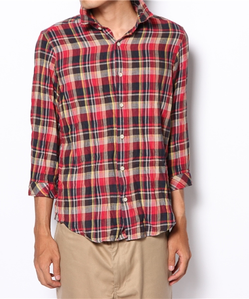 BEAMS（ビームス）の「□BEAMS / ワッシャーチェック 7分袖 シャツ（シャツ/ブラウス・メンズ・レッド/グリーン・SMALL/MEDIUM/LARGE）」の9枚目の写真