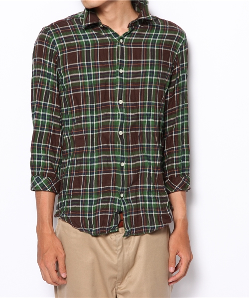 BEAMS（ビームス）の「□BEAMS / ワッシャーチェック 7分袖 シャツ（シャツ/ブラウス・メンズ・レッド/グリーン・SMALL/MEDIUM/LARGE）」の10枚目の写真