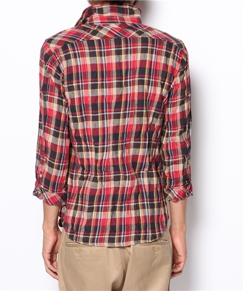 BEAMS（ビームス）の「□BEAMS / ワッシャーチェック 7分袖 シャツ（シャツ/ブラウス・メンズ・レッド/グリーン・SMALL/MEDIUM/LARGE）」の4枚目の写真