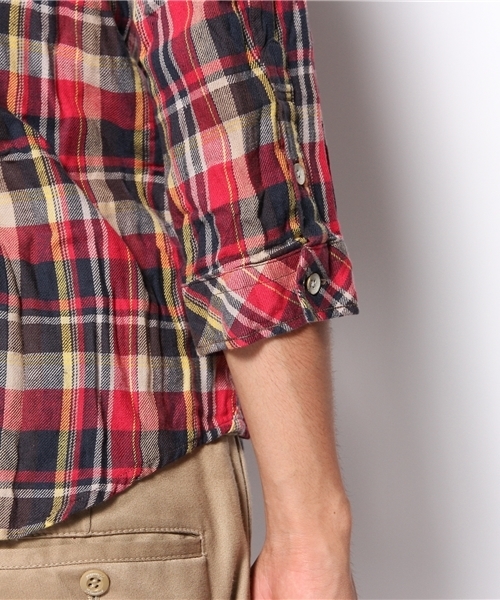 BEAMS（ビームス）の「□BEAMS / ワッシャーチェック 7分袖 シャツ（シャツ/ブラウス・メンズ・レッド/グリーン・SMALL/MEDIUM/LARGE）」の7枚目の写真