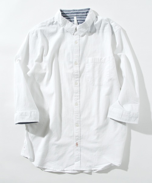 INASTUDIOS ZOO(イーナストゥディオスズー)の「「INASTUDIOS SELECT」綿麻ストレッチシャツ(シャツ/ブラウス・メンズ・ホワイト/ネイビー/カーキ/ピンク/モカ/サックスブルー/ブラック・MEDIUM/LARGE/X-LARGE)」の1枚目の写真