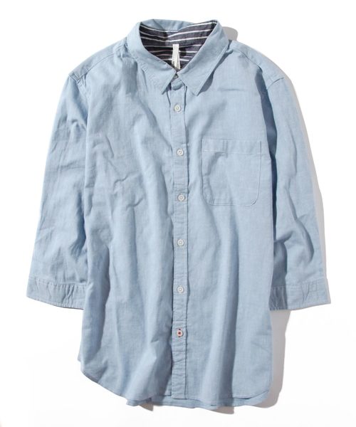 INASTUDIOS ZOO(イーナストゥディオスズー)の「「INASTUDIOS SELECT」綿麻ストレッチシャツ(シャツ/ブラウス・メンズ・ホワイト/ネイビー/カーキ/ピンク/モカ/サックスブルー/ブラック・MEDIUM/LARGE/X-LARGE)」の6枚目の写真