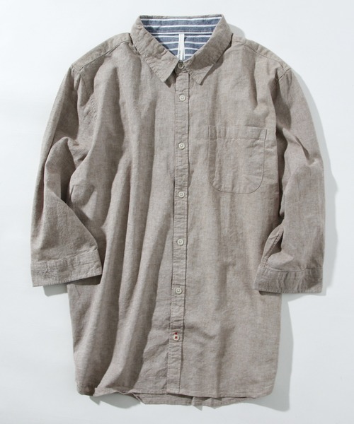 INASTUDIOS ZOO(イーナストゥディオスズー)の「「INASTUDIOS SELECT」綿麻ストレッチシャツ(シャツ/ブラウス・メンズ・ホワイト/ネイビー/カーキ/ピンク/モカ/サックスブルー/ブラック・MEDIUM/LARGE/X-LARGE)」の3枚目の写真