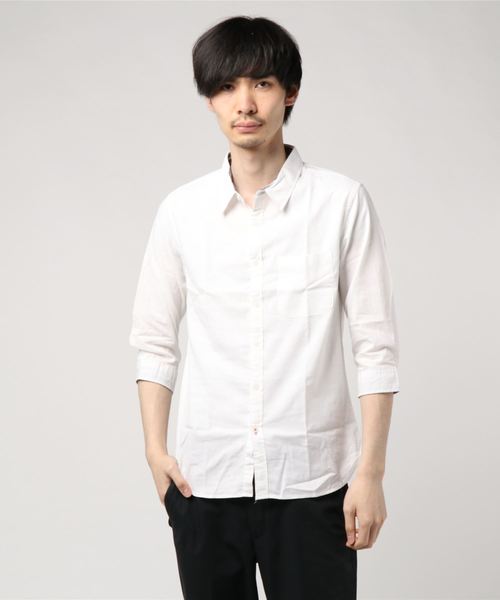 INASTUDIOS ZOO(イーナストゥディオスズー)の「「INASTUDIOS SELECT」綿麻ストレッチシャツ(シャツ/ブラウス・メンズ・ホワイト/ネイビー/カーキ/ピンク/モカ/サックスブルー/ブラック・MEDIUM/LARGE/X-LARGE)」の15枚目の写真