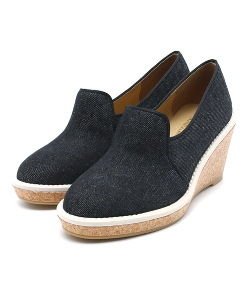 CIAOPANIC（チャオパニック）の「【Ciaopanic】　デニムウェッジヒールスリッポン（パンプス・レディース・アイボリー/ブラック・23.5cm/24.5cm）」の2枚目の写真