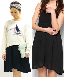 mystic | しゃりシフォン切替タンクワンピース(ワンピース)