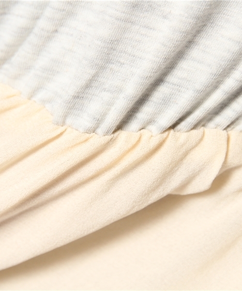 mystic（ミスティック）の「しゃりシフォン切替タンクワンピース（ワンピース・レディース・レッド/オフホワイト/ベージュ/グリーン/ブラック・ﾌﾘ-）」の7枚目の写真