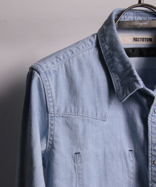FACTOTUM（ファクトタム）の「FACTOTUM × MAGINE AMERICAN RAG CIE Limited edition ブリーチデニムシャツ∴（シャツ/ブラウス・メンズ・ライトインディゴブルー・46/48）」の2枚目の写真