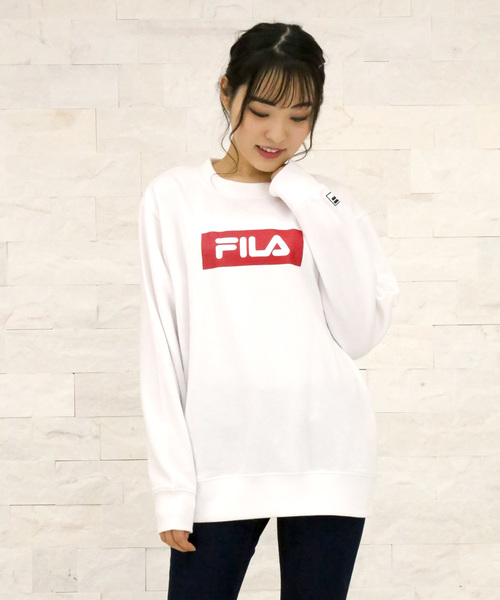 FILA(フィラ)の「【FILA/フィラ】裏毛 ボックスロゴプリントトレーナー(スウェット・レディース・ホワイト/ブラック/ネイビー/杢グレー・LL/M/L)」の2枚目の写真