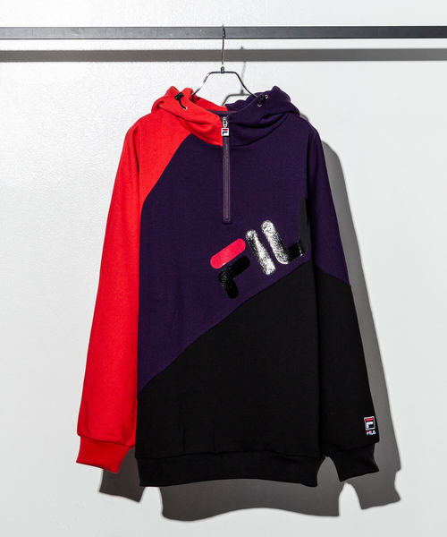 FILA HERITAGE(フィラヘリテージ)の「FILA(フィラ)ハーフジップパーカー(パーカー・メンズ・ブラック/ネイビー/パープル・S/M)」の2枚目の写真