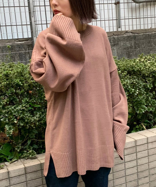 apres jour mignon（アプレジュールミニョン）の「ボックス袖ビッグニット【ZOZOTOWN限定アイテム】（ニット/セーター・レディース・ライトブラウン/モカ/ライトベージュ/杢グレー・フリー）」の4枚目の写真