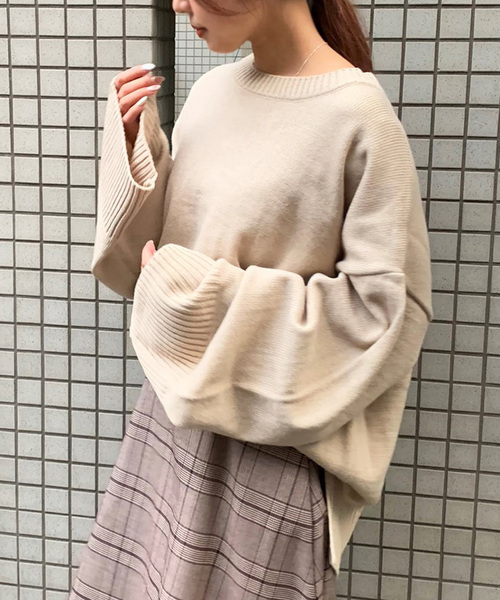 apres jour mignon（アプレジュールミニョン）の「ボックス袖ビッグニット【ZOZOTOWN限定アイテム】（ニット/セーター・レディース・ライトブラウン/モカ/ライトベージュ/杢グレー・フリー）」の6枚目の写真