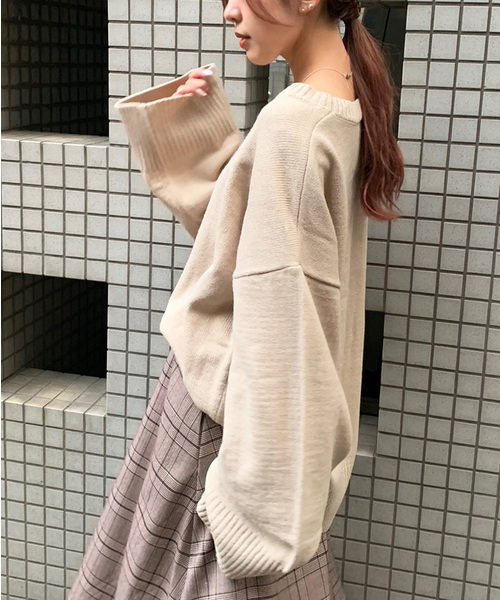apres jour mignon（アプレジュールミニョン）の「ボックス袖ビッグニット【ZOZOTOWN限定アイテム】（ニット/セーター・レディース・ライトブラウン/モカ/ライトベージュ/杢グレー・フリー）」の7枚目の写真