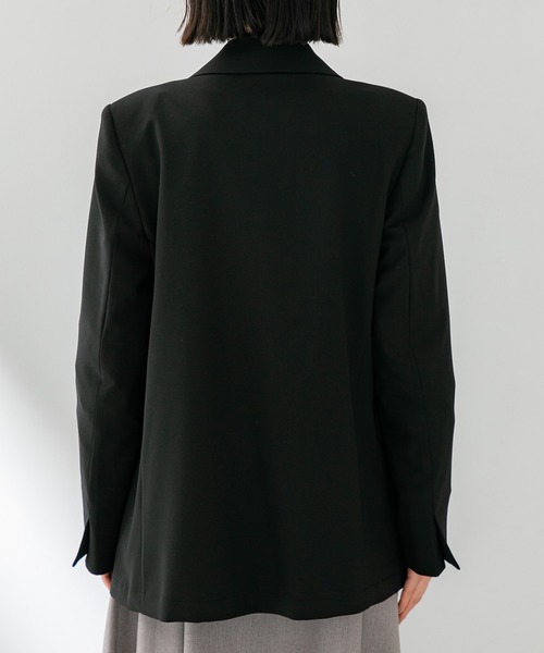 STUDIOUS（ステュディオス）の「【STUDIOUS】　ハイストレッチダブルブレストジャケット（テーラードジャケット・レディース・ブラック/ブラウン・1/2）」の9枚目の写真