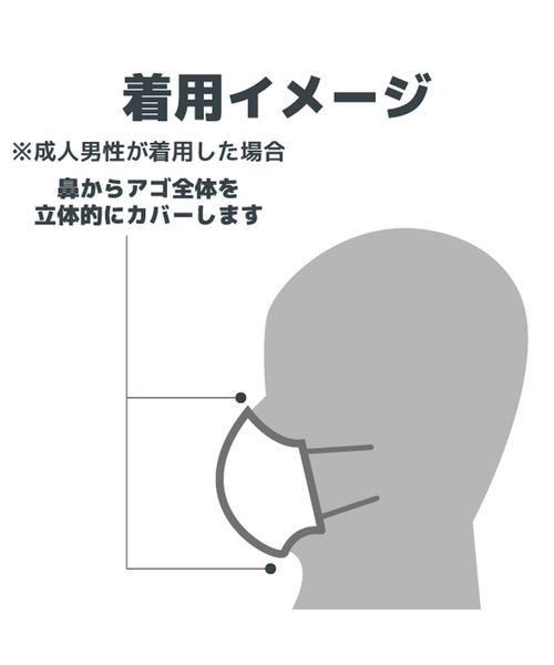 ANCHOR（アンカー）の「立体型マスク　白色　2枚組（マスク・メンズ・ホワイト・FREE）」の4枚目の写真