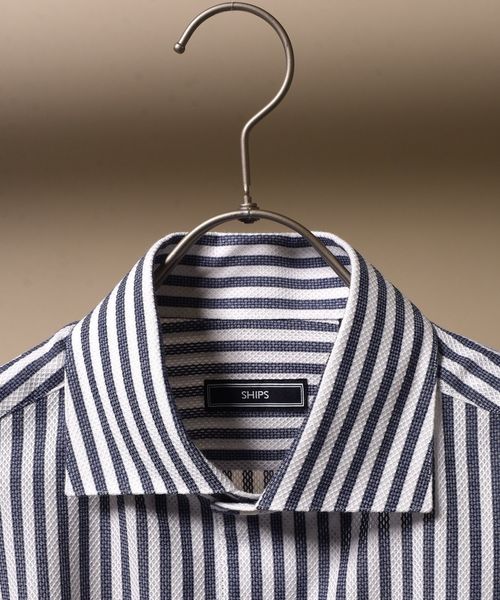 SHIPS（シップス）の「SD: アイス コットン カラミ ワンピースカラー ネイビー シャツ（シャツ/ブラウス・メンズ・ネイビー・40/38/39/41/42/37）」の2枚目の写真
