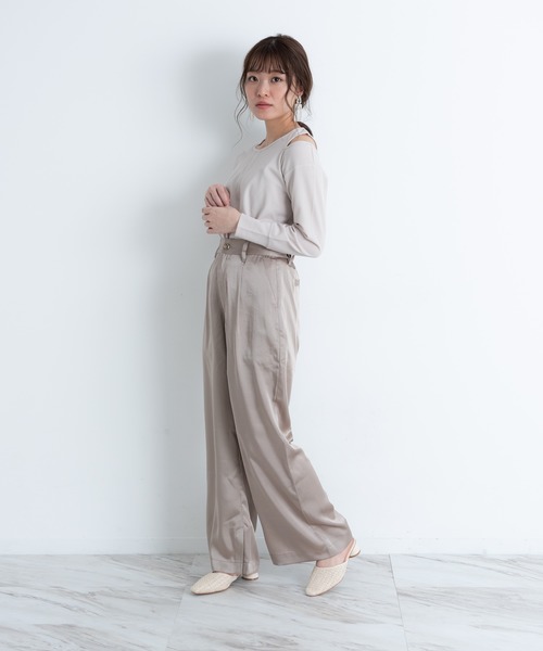 VANNIE U（ヴァニーユー）の「ツヤてろサテンパンツ（その他パンツ・レディース・ベージュ/アイボリー/ミント・FREE）」の6枚目の写真