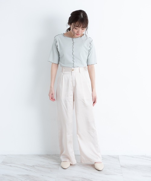 VANNIE U（ヴァニーユー）の「ツヤてろサテンパンツ（その他パンツ・レディース・ベージュ/アイボリー/ミント・FREE）」の7枚目の写真