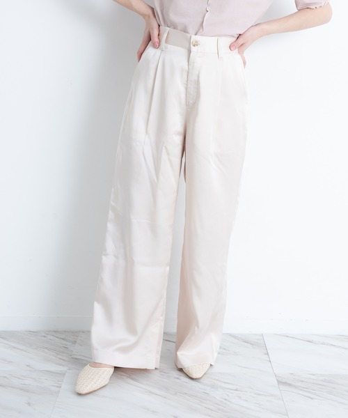 VANNIE U（ヴァニーユー）の「ツヤてろサテンパンツ（その他パンツ・レディース・ベージュ/アイボリー/ミント・FREE）」の8枚目の写真