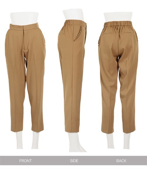 KOBE LETTUCE（コウベレタス）の「ポケットフリル付き2wayセンタープレステーパードパンツ【セットアップOK】（その他パンツ・レディース・ベージュ/ブルー/ピンク/ネイビー/ミント・XS/S/S/M）」の8枚目の写真