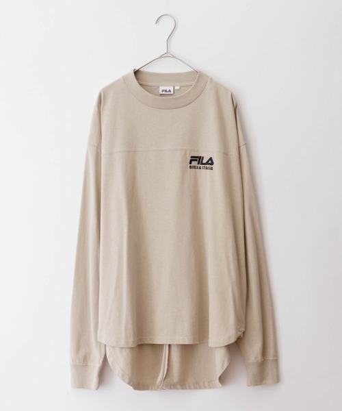 FILA（フィラ）の「FILA/フィラ 別注 フロント＆バックロゴ ビッグシルエットフットボール長袖Tシャツ/レディース（Tシャツ/カットソー・レディース・ホワイト/ブラック/モカ/グリーン系その他/グレイッシュベージュ/グレイッシュブルー・FREE）」の13枚目の写真