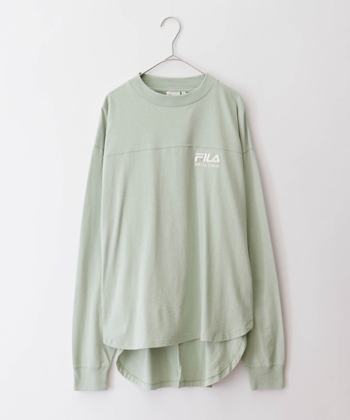 FILA（フィラ）の「FILA/フィラ 別注 フロント＆バックロゴ ビッグシルエットフットボール長袖Tシャツ/レディース（Tシャツ/カットソー・レディース・ホワイト/ブラック/モカ/グリーン系その他/グレイッシュベージュ/グレイッシュブルー・FREE）」の15枚目の写真