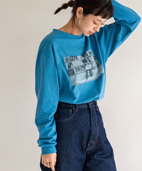 ottilie(オティーリエ)の「フォトロンT(Tシャツ/カットソー・レディース・ベージュ/オフホワイト/サックスブルー・FREE)」の3枚目の写真