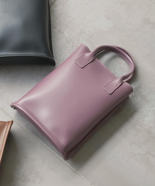 KOBE LETTUCE（コウベレタス）の「巾着付きスクエアショルダーミニバッグ（ショルダーバッグ・レディース・パープル/グレイッシュベージュ/ブラウン/ブラック/オリーブ・FREE）」の5枚目の写真