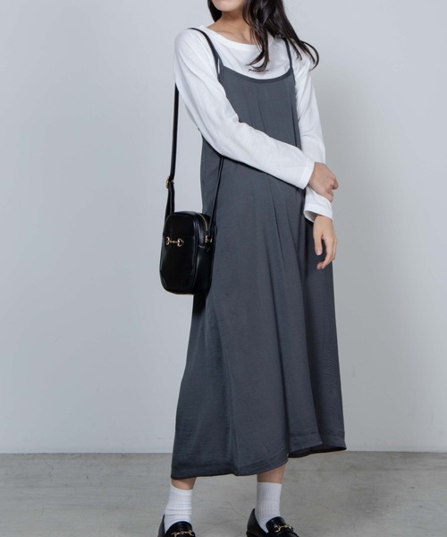 WEGO(ウィゴー)の「WEGO/【2点セット】キャミワンピースセット(ワンピース・レディース・パープル/グレー/ブラック/ダークグレー/ブラウン・FREE)」の2枚目の写真