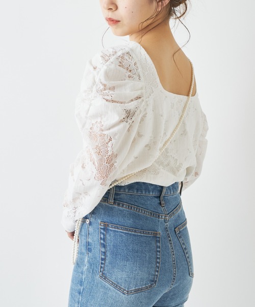 Chico（チコ）の「レースパワショル2wayブラウス（シャツ/ブラウス・レディース・ミント/グレー/アイボリー/ブラック・FREE）」の6枚目の写真