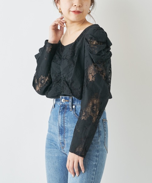 Chico（チコ）の「レースパワショル2wayブラウス（シャツ/ブラウス・レディース・ミント/グレー/アイボリー/ブラック・FREE）」の9枚目の写真