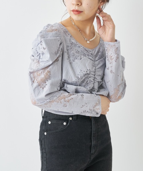 Chico（チコ）の「レースパワショル2wayブラウス（シャツ/ブラウス・レディース・ミント/グレー/アイボリー/ブラック・FREE）」の17枚目の写真