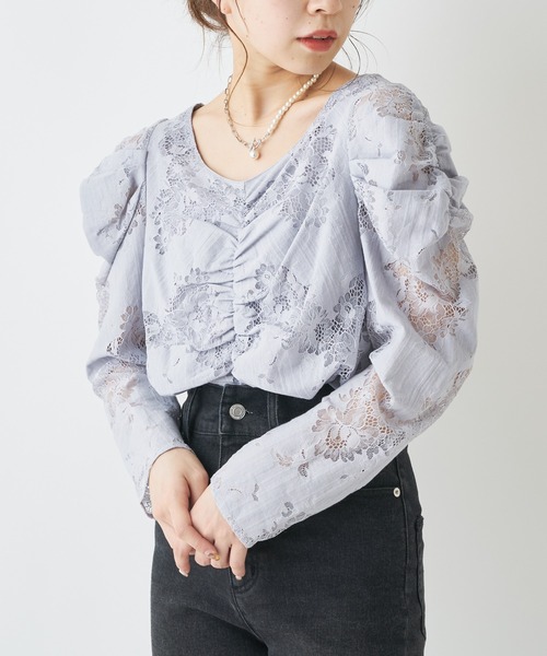 Chico（チコ）の「レースパワショル2wayブラウス（シャツ/ブラウス・レディース・ミント/グレー/アイボリー/ブラック・FREE）」の16枚目の写真