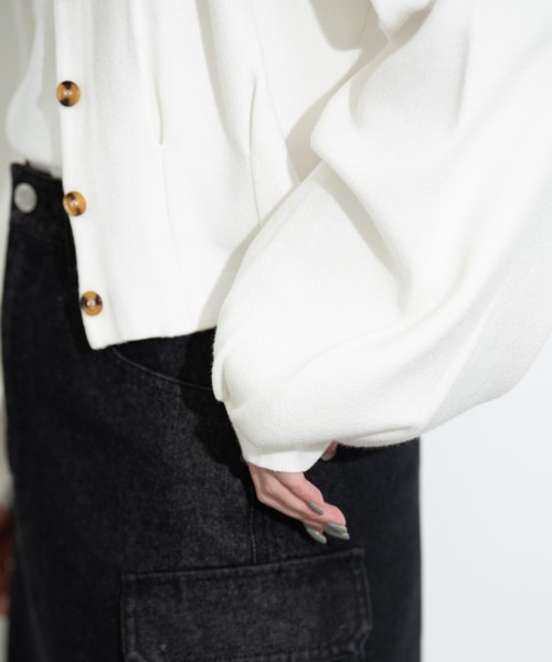 Aunt Marie's(アントマリーズ)の「ウエストタックショートカーディガン / AUNT MARIE'S(カーディガン/ボレロ・レディース・アイボリー/ブラック/グレー・FREE)」の9枚目の写真