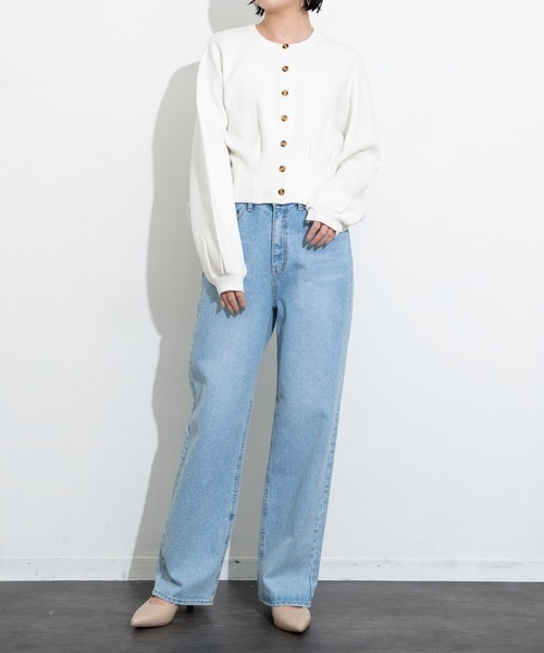 Aunt Marie's(アントマリーズ)の「ウエストタックショートカーディガン / AUNT MARIE'S(カーディガン/ボレロ・レディース・アイボリー/ブラック/グレー・FREE)」の5枚目の写真