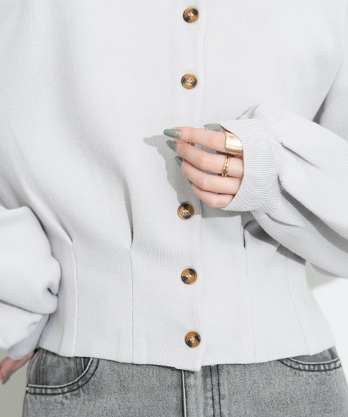 Aunt Marie's(アントマリーズ)の「ウエストタックショートカーディガン / AUNT MARIE'S(カーディガン/ボレロ・レディース・アイボリー/ブラック/グレー・FREE)」の7枚目の写真