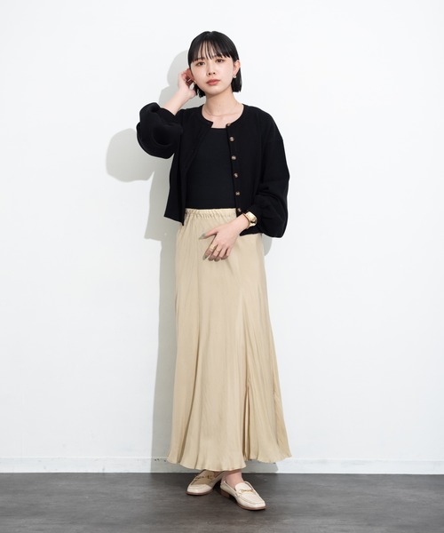 Aunt Marie's(アントマリーズ)の「ウエストタックショートカーディガン / AUNT MARIE'S(カーディガン/ボレロ・レディース・アイボリー/ブラック/グレー・FREE)」の12枚目の写真