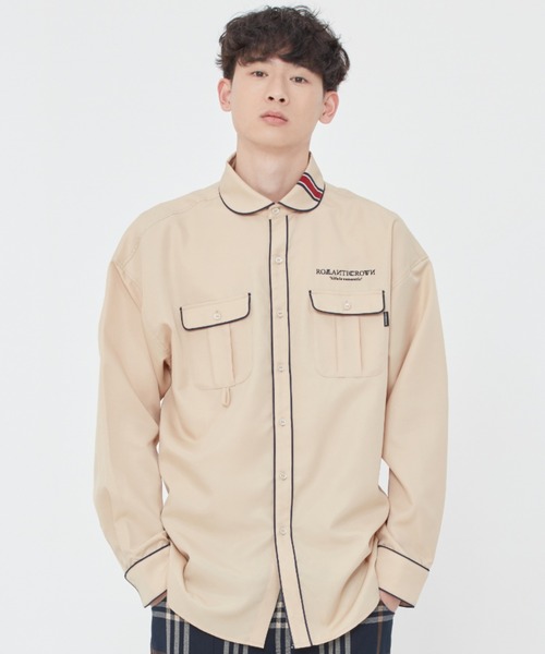 ROMANTIC CROWN(ロマンティッククラウン)の「【ROMANTIC CROWN】ROUND COLLAR PIPING SHIRT / ロマンティッククラウン ラウンド カラー パイピング シャツ(シャツ/ブラウス・メンズ・ホワイト/ベージュ/ネイビー・SMALL/MEDIUM/LARGE/X-LARGE)」の3枚目の写真