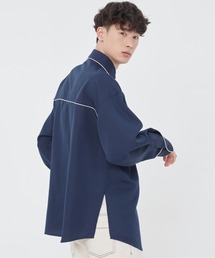 【ROMANTIC CROWN】ROUND COLLAR PIPING SHIRT / ロマンティッククラウン ラウンド カラー パイピング シャツ